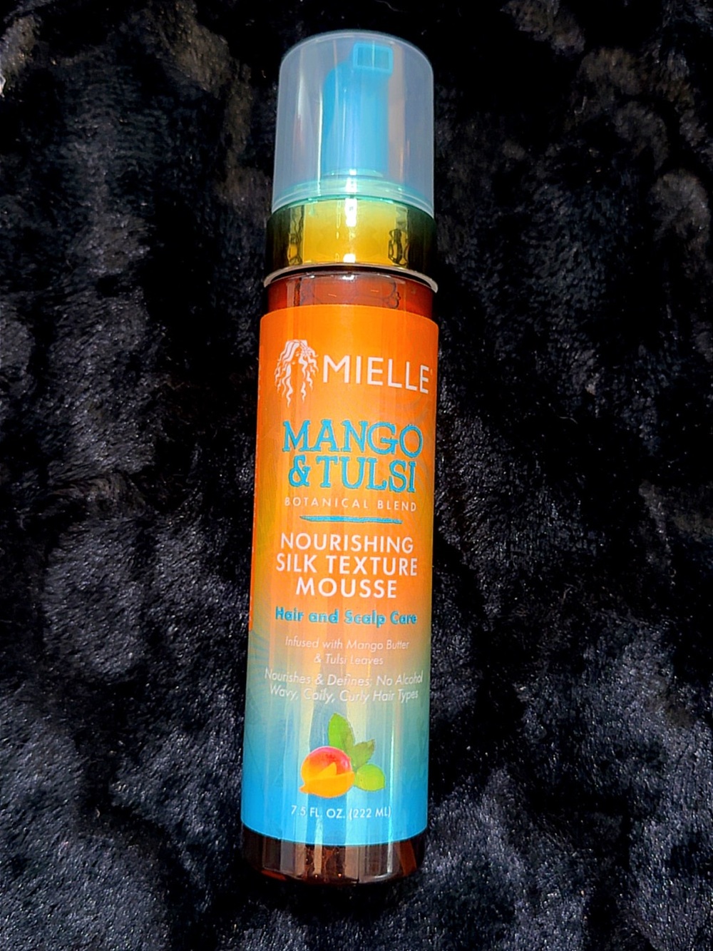 Mielle Mango & Tulsi Nourishing Silk Texture Mousse — Orange with Blue
